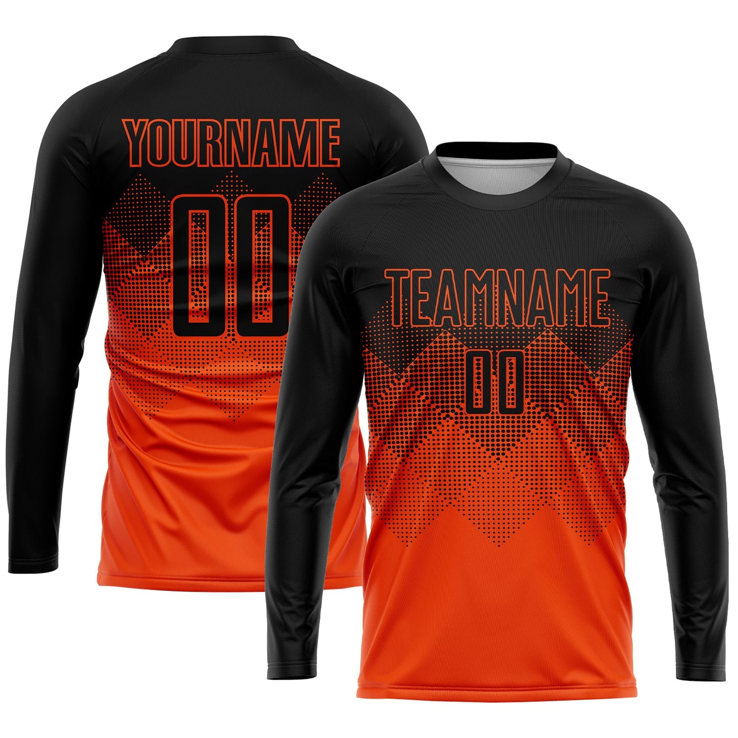 Custom Orange Black Gradient Square Shape Sublimation Soccer Uniform Jersey view 3