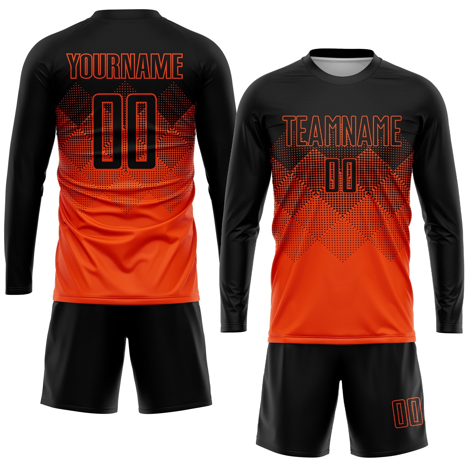 Custom Orange Black Gradient Square Shape Sublimation Soccer Uniform Jersey view 4
