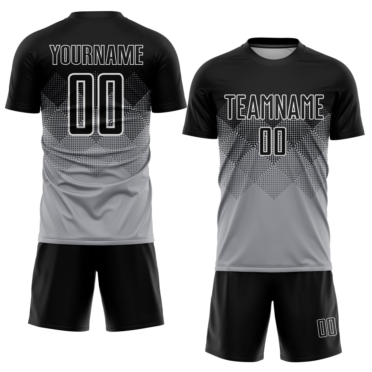 Custom Light Gray Black-White Sublimation Soccer Uniform Jersey view 2