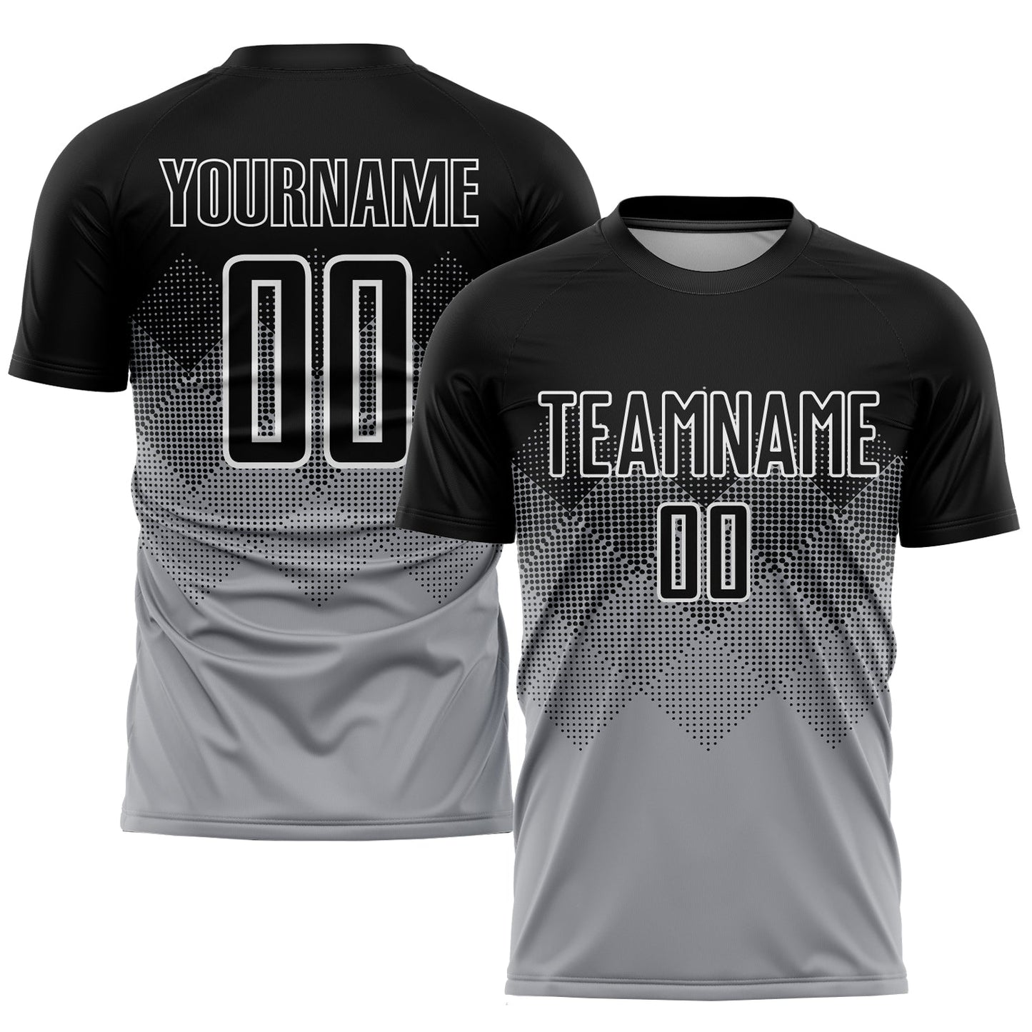 Custom Light Gray Black-White Sublimation Soccer Uniform Jersey - Main View