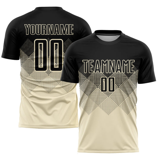 Custom Cream Black Sublimation Soccer Uniform Jersey - Main View