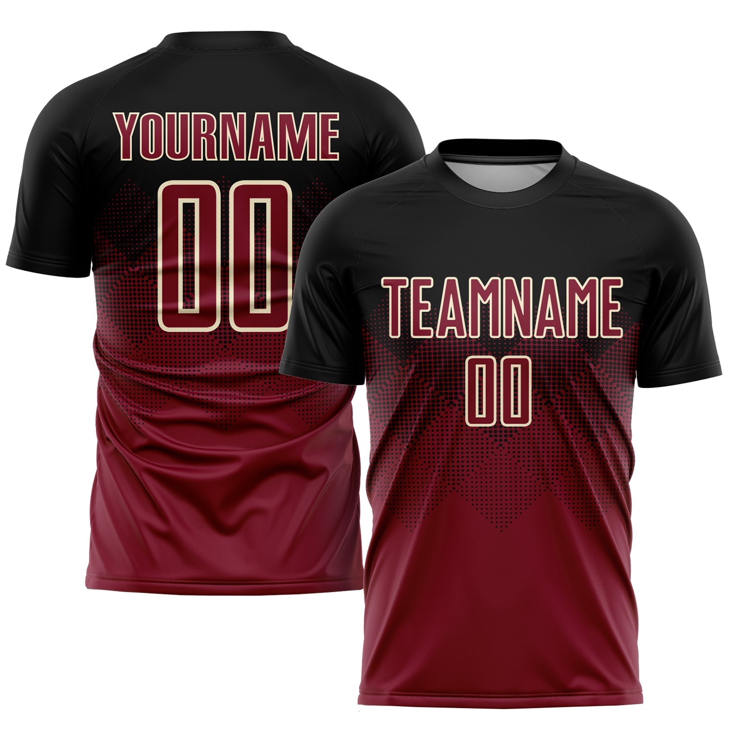 Custom Black Crimson-Cream Sublimation Soccer Uniform Jersey - Main View