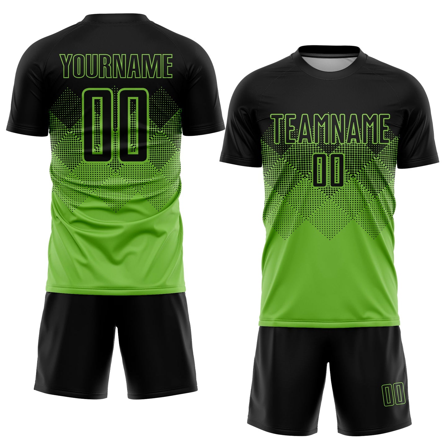 Custom Neon Green Black Sublimation Soccer Uniform Jersey view 2