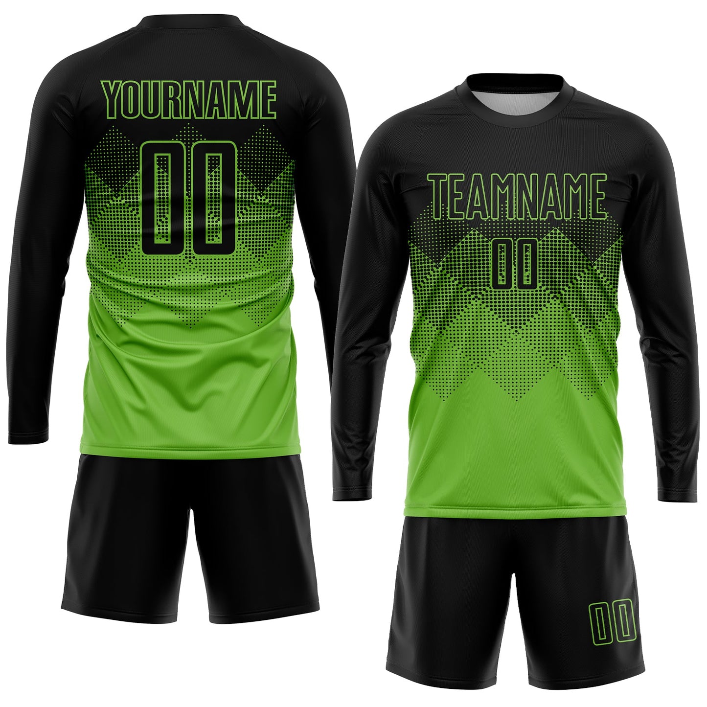 Custom Neon Green Black Sublimation Soccer Uniform Jersey view 4