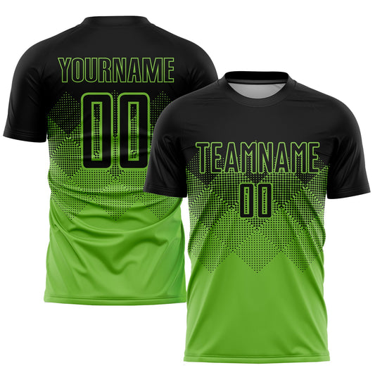 Custom Neon Green Black Sublimation Soccer Uniform Jersey - Main View