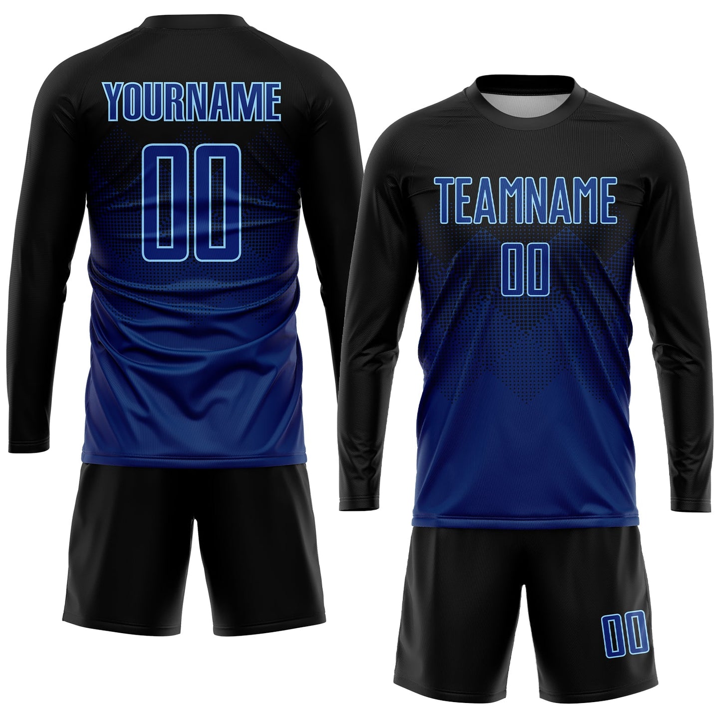 Custom Black US Navy Blue-Light Blue Sublimation Soccer Uniform Jersey view 4