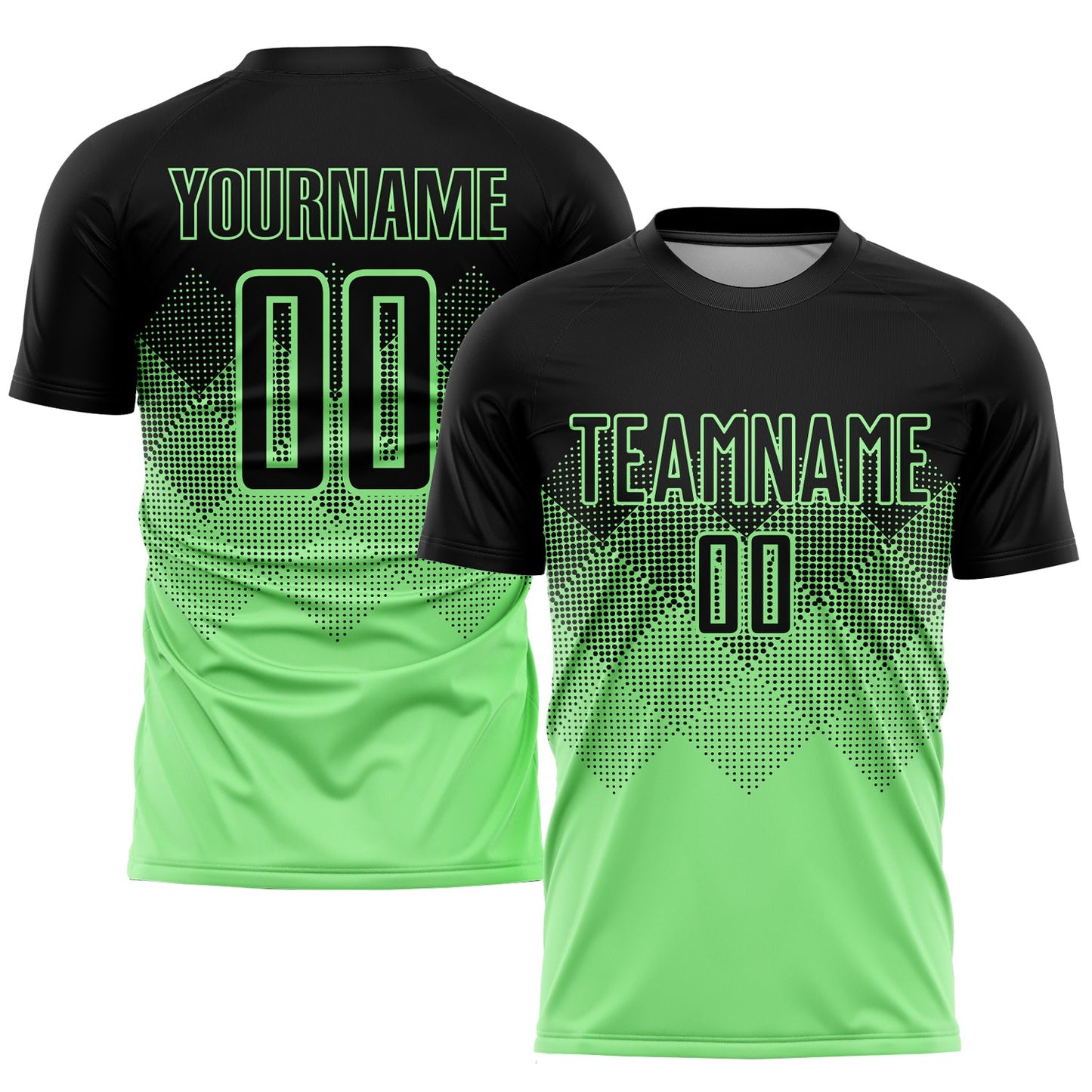 Custom Pea Green Black Sublimation Soccer Uniform Jersey - Main View