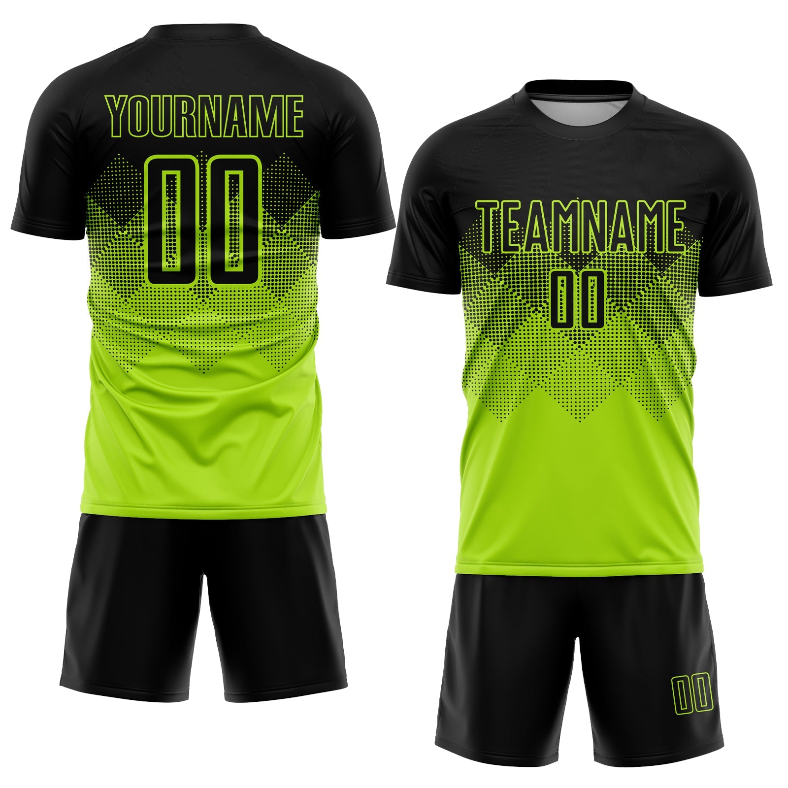 Custom Neon Green Black Sublimation Soccer Uniform Jersey view 2