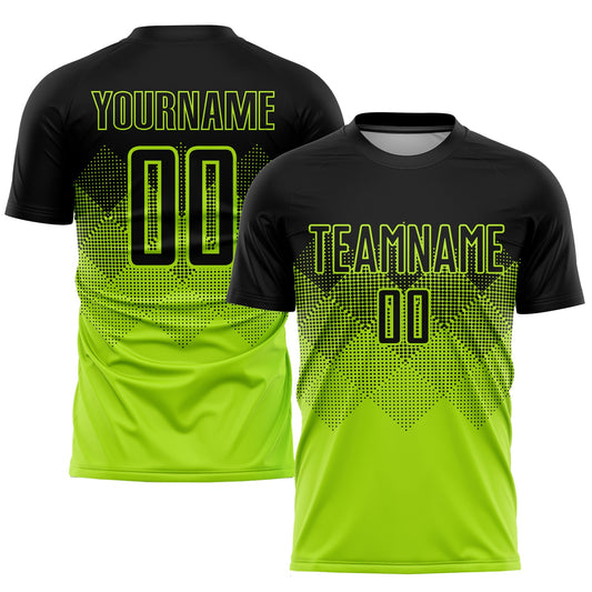Custom Neon Green Black Sublimation Soccer Uniform Jersey - Main View