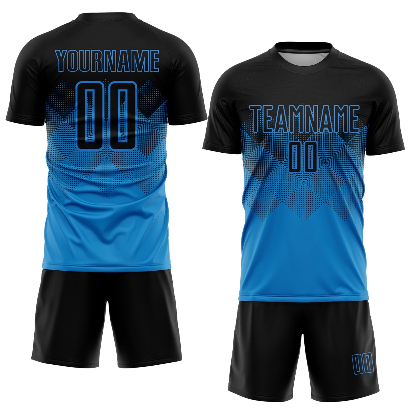 Custom Blue Black Sublimation Soccer Uniform Jersey view 2