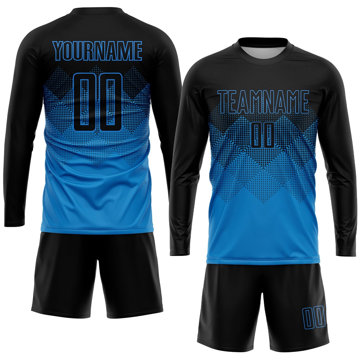 Custom Blue Black Sublimation Soccer Uniform Jersey view 4