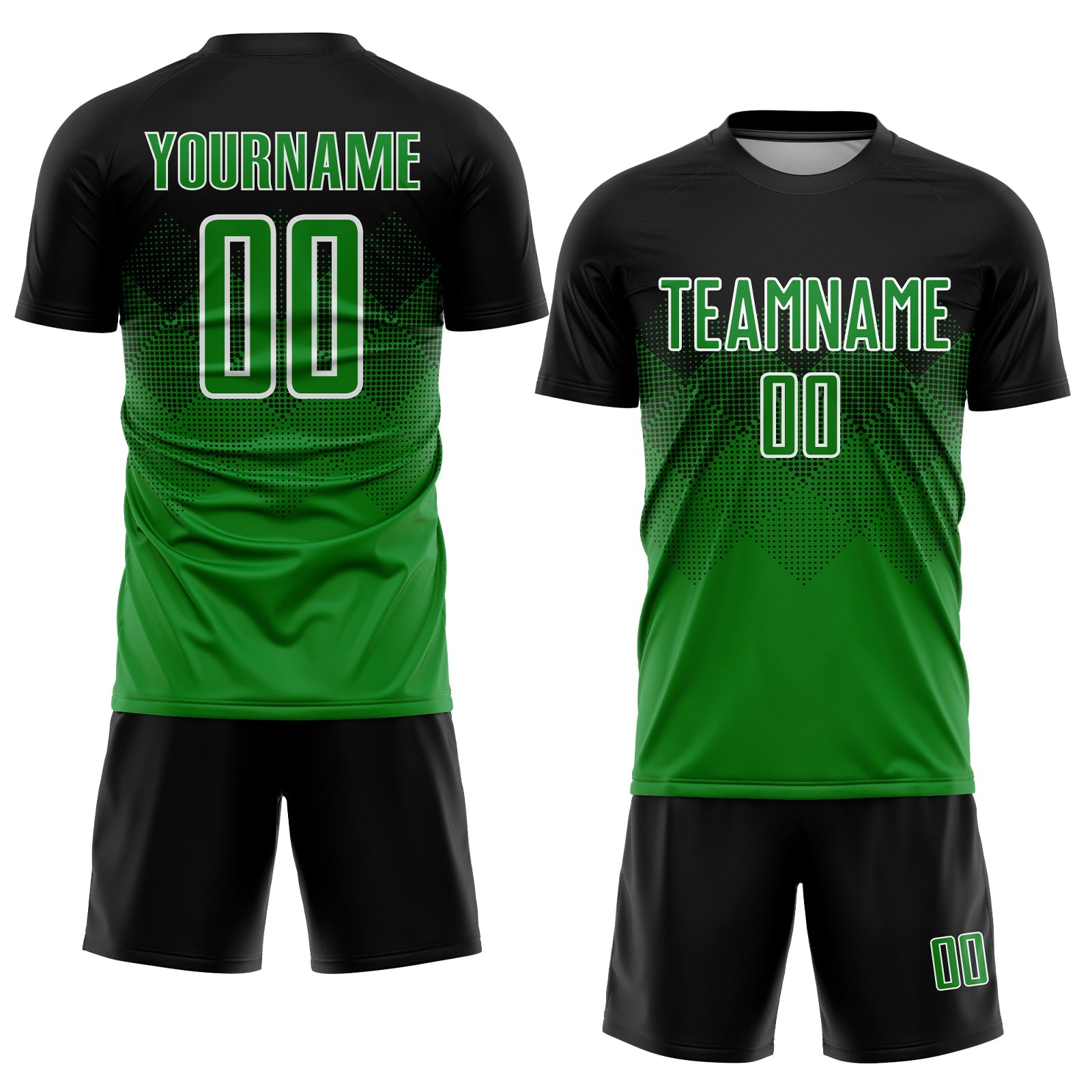 Custom Black Grass Green-White Sublimation Soccer Uniform Jersey view 2