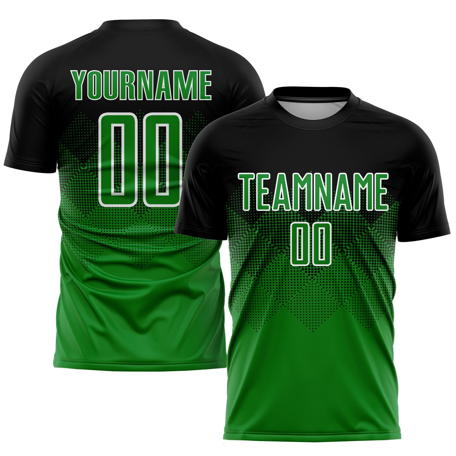 Custom Black Grass Green-White Sublimation Soccer Uniform Jersey - Main View