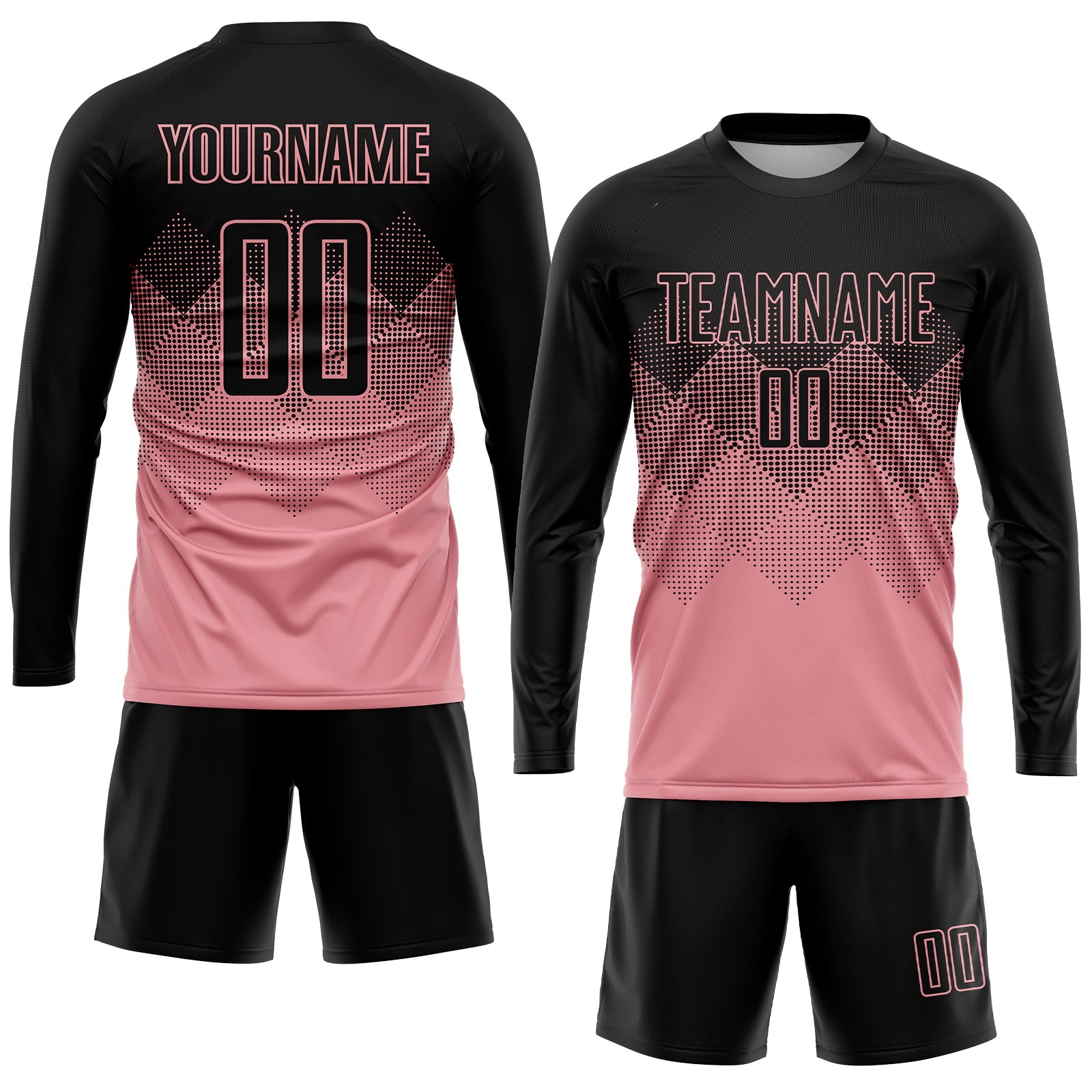 Custom Medium Pink Black Sublimation Soccer Uniform Jersey view 4