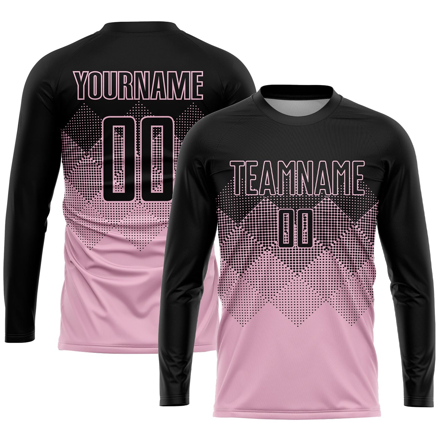 Custom Light Pink Black Sublimation Soccer Uniform Jersey view 3