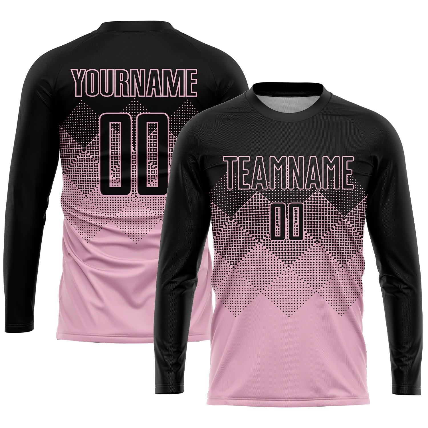 Custom Light Pink Black Sublimation Soccer Uniform Jersey view 3