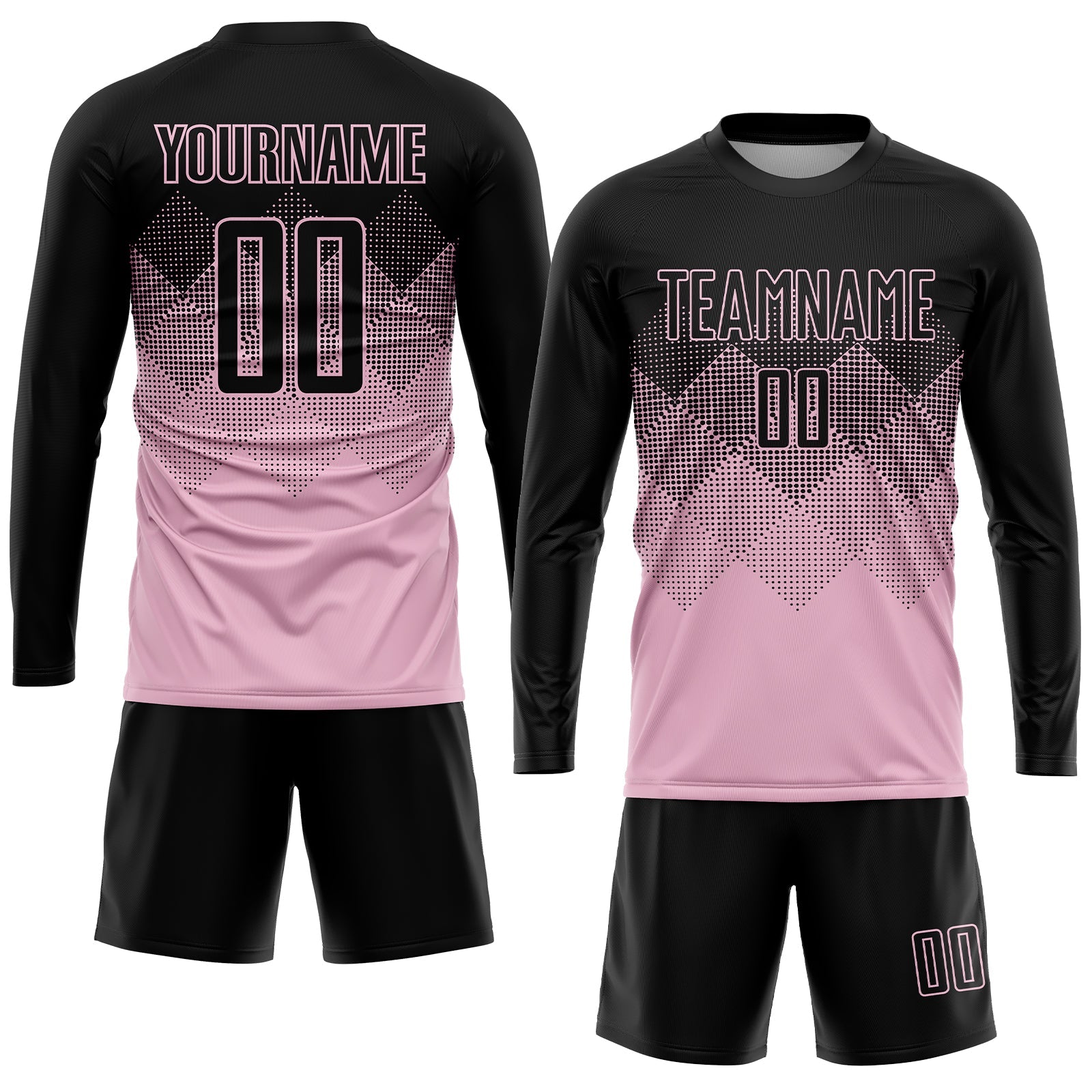 Custom Light Pink Black Sublimation Soccer Uniform Jersey view 4
