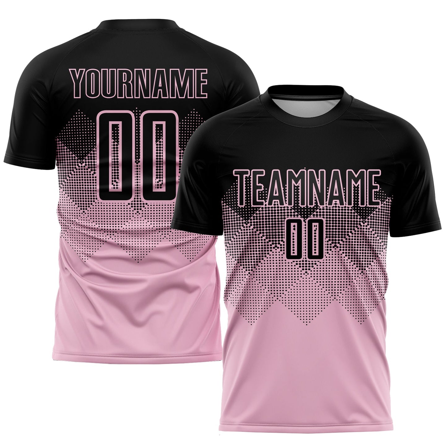 Custom Light Pink Black Sublimation Soccer Uniform Jersey - Main View