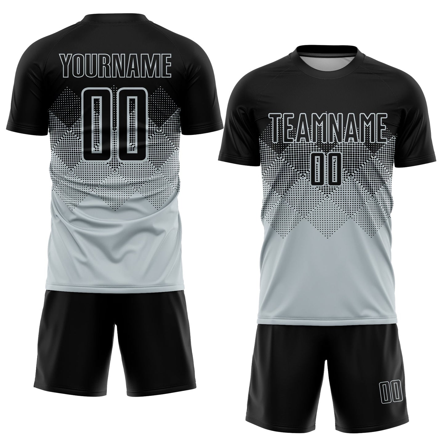 Custom Silver Black Sublimation Soccer Uniform Jersey view 2