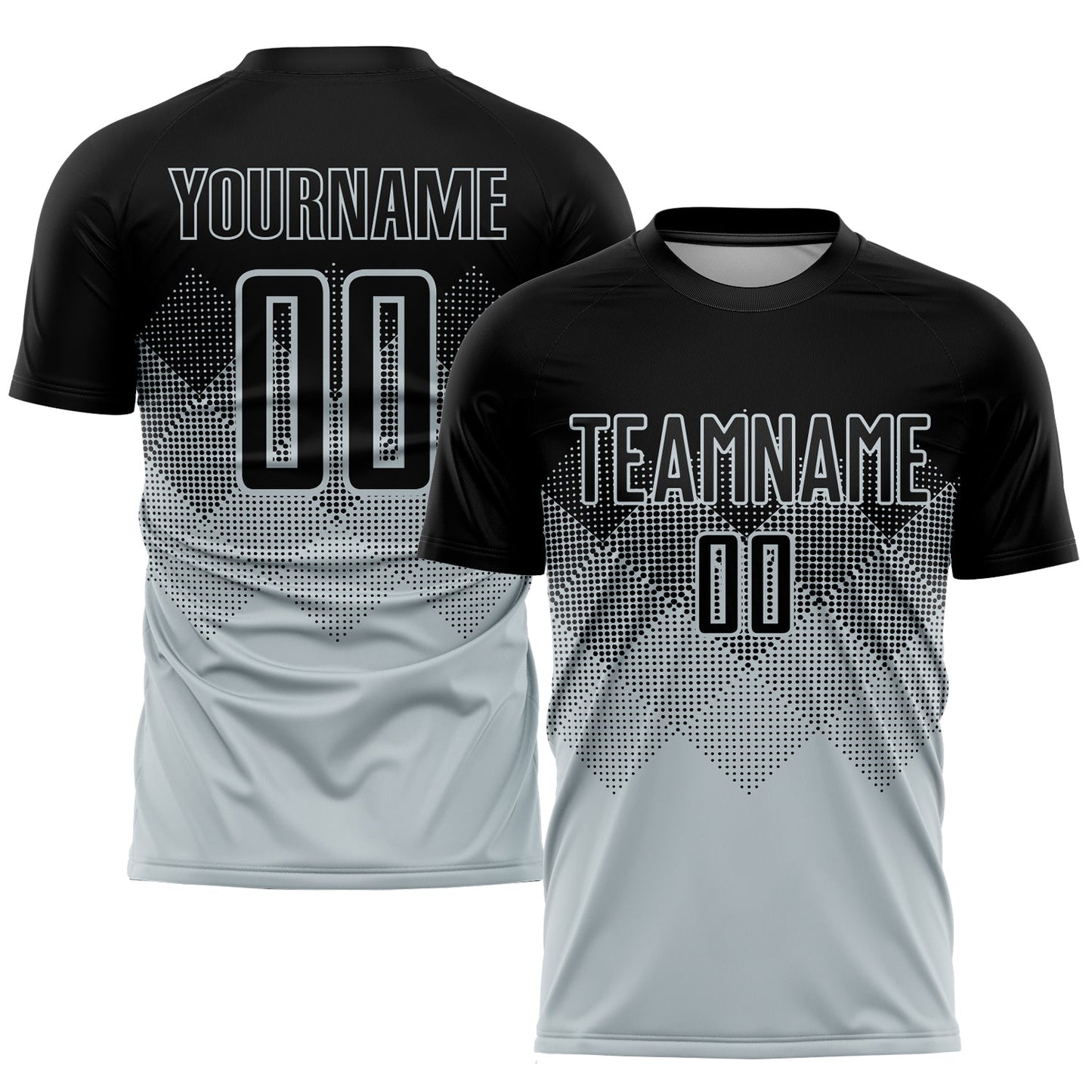 Custom Silver Black Sublimation Soccer Uniform Jersey - Main View