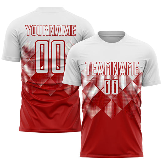 Custom Red White Sublimation Soccer Uniform Jersey - Main View