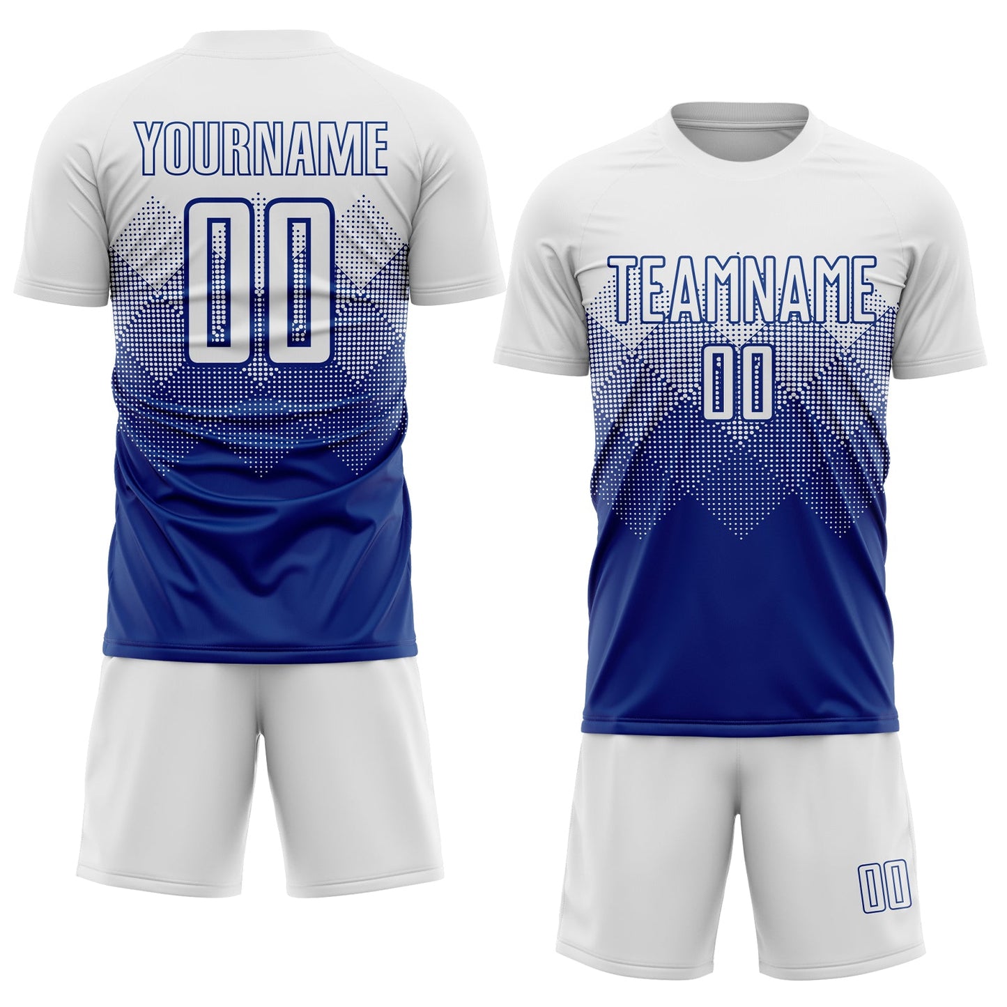 Custom Royal White Sublimation Soccer Uniform Jersey view 2