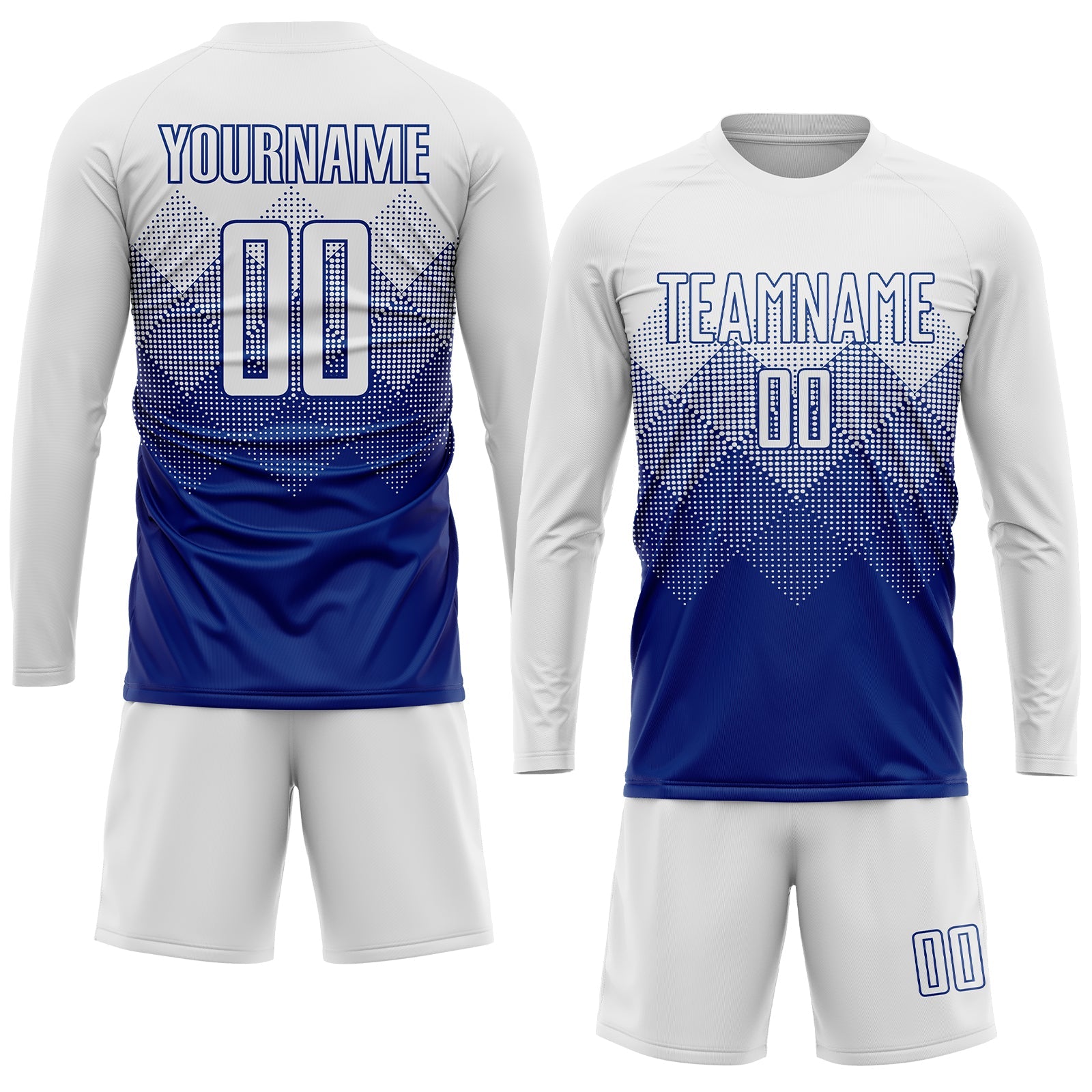 Custom Royal White Sublimation Soccer Uniform Jersey view 4