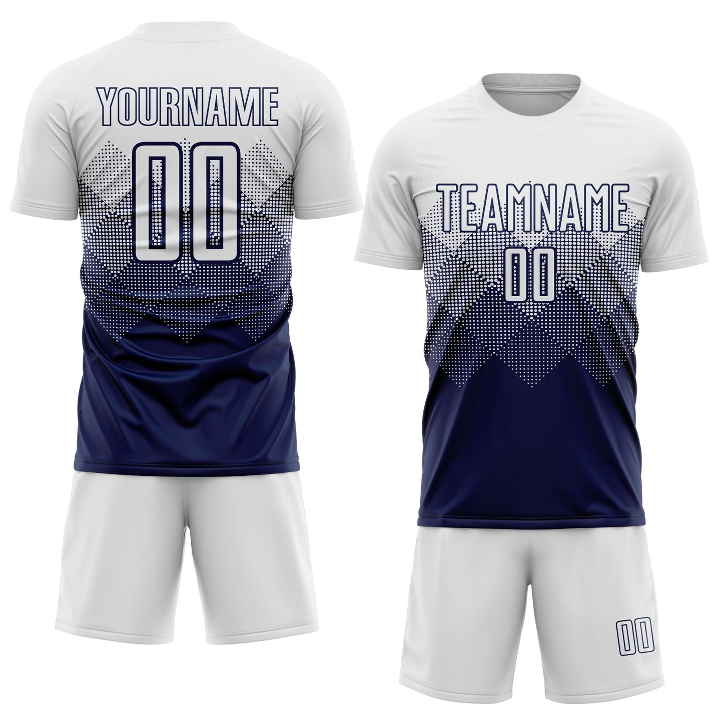 Custom Navy White Sublimation Soccer Uniform Jersey view 2