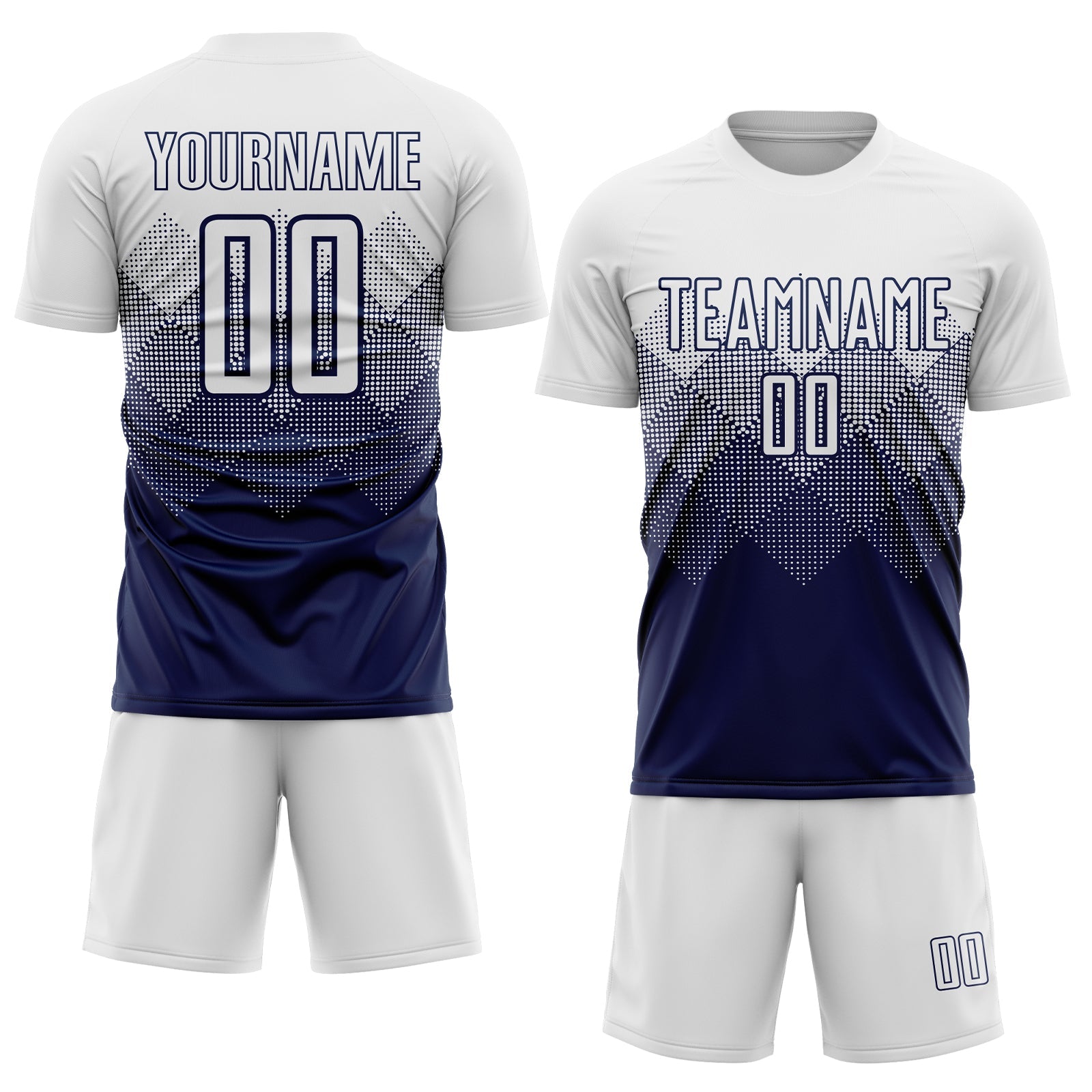 Custom Navy White Sublimation Soccer Uniform Jersey view 2