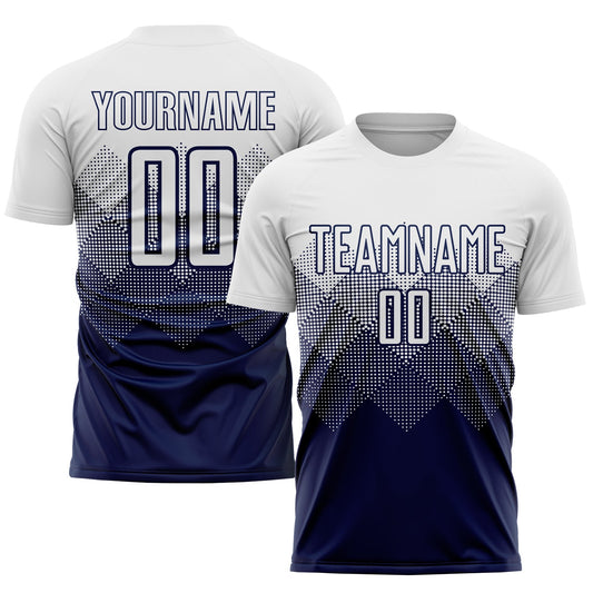 Custom Navy White Sublimation Soccer Uniform Jersey - Main View