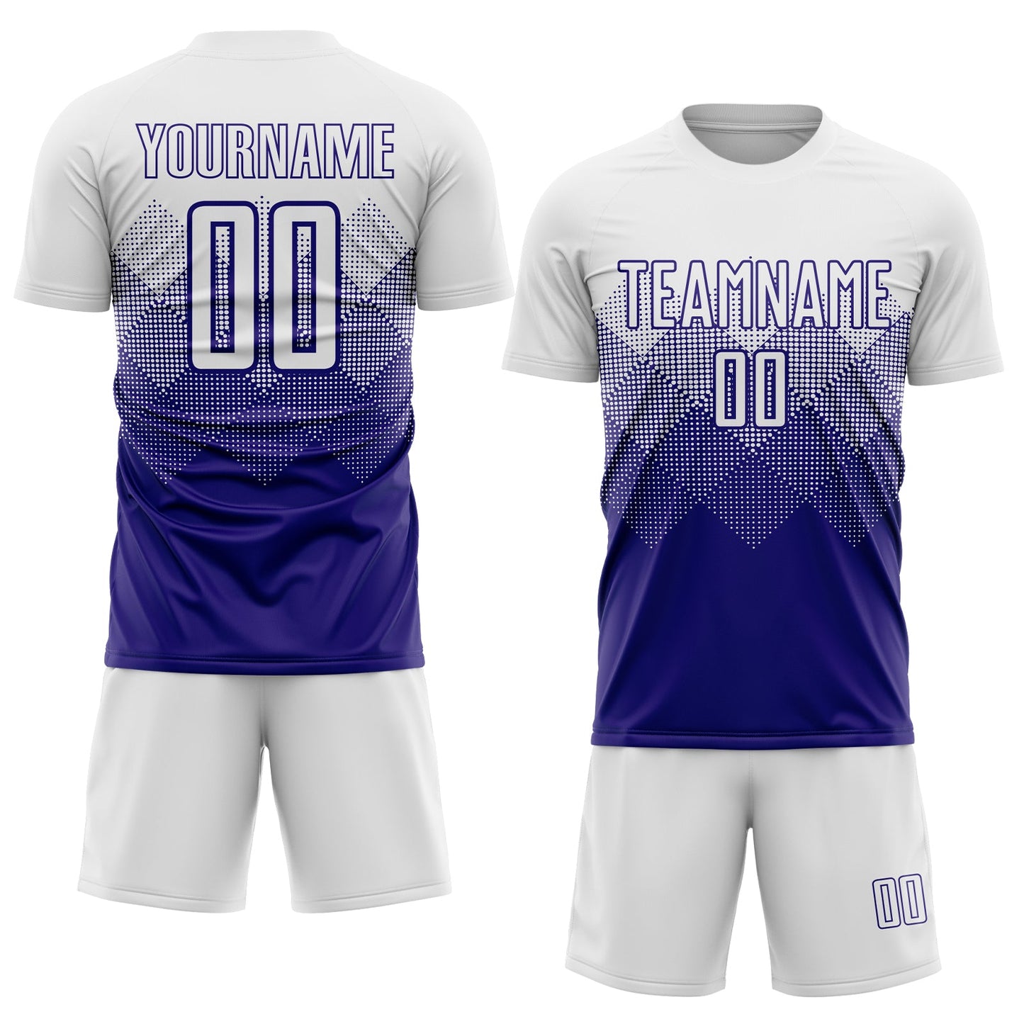 Custom White Dark Purple Sublimation Soccer Uniform Jersey view 2