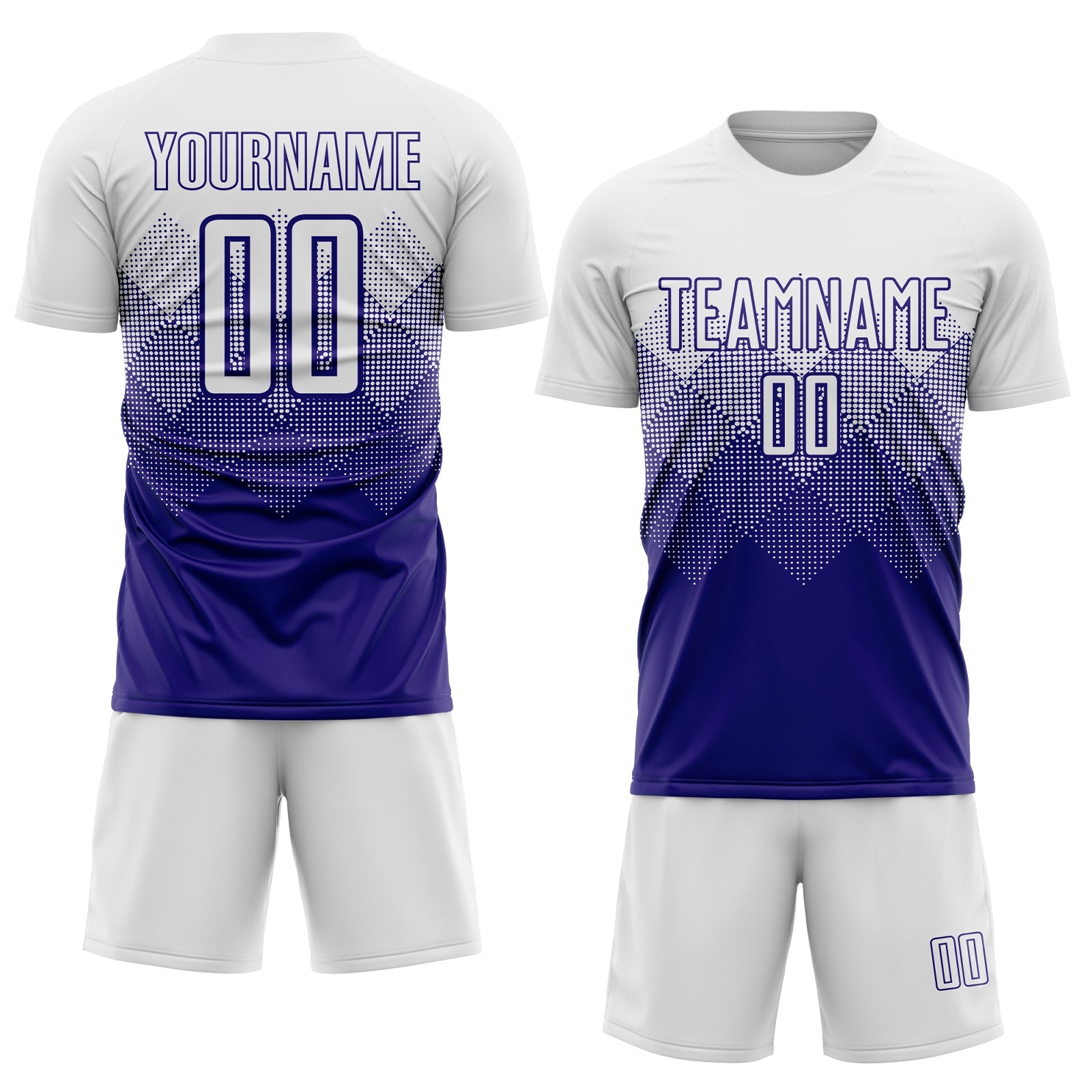 Custom White Dark Purple Sublimation Soccer Uniform Jersey view 2