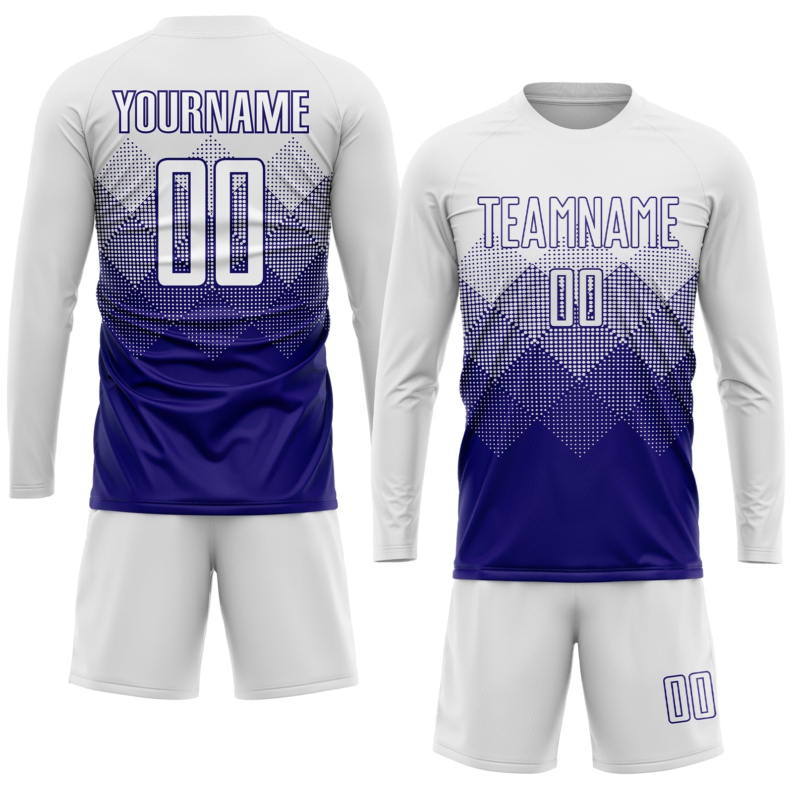Custom White Dark Purple Sublimation Soccer Uniform Jersey view 4