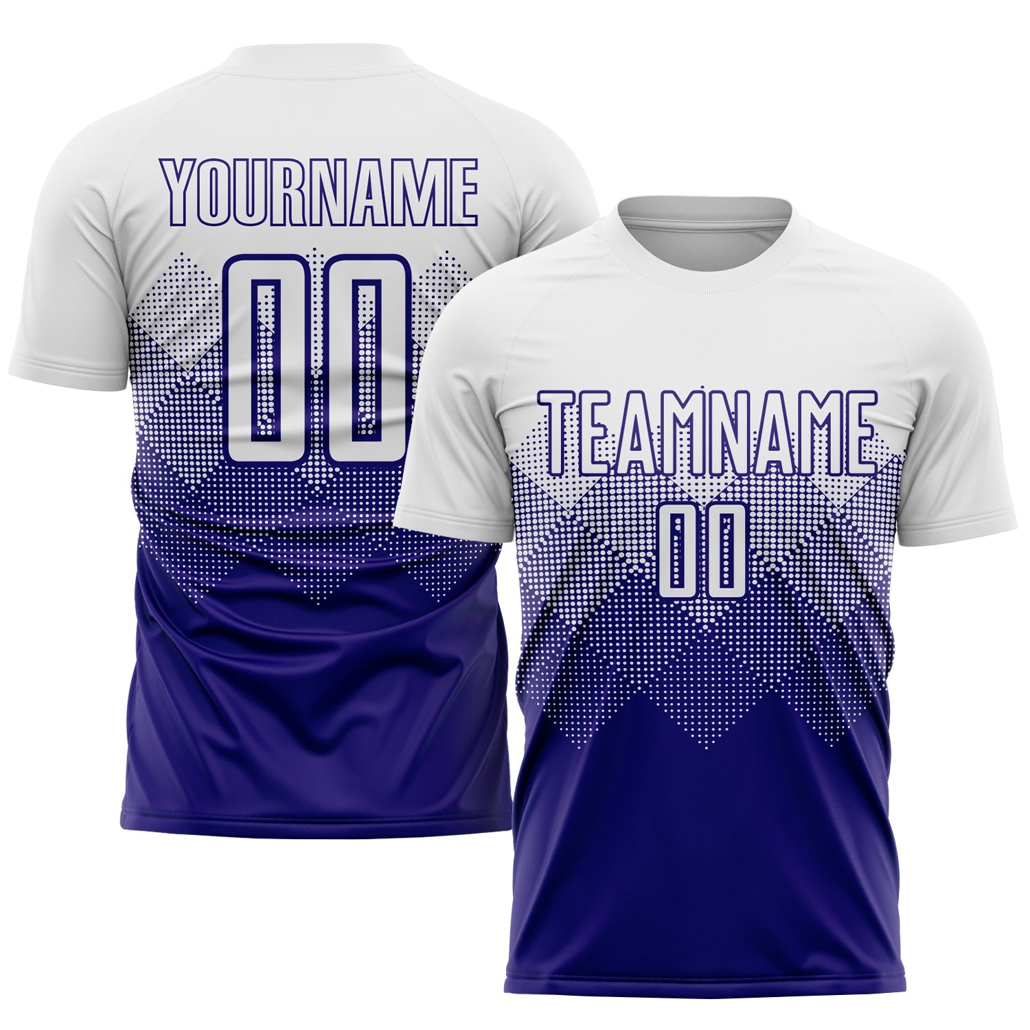 Custom White Dark Purple Sublimation Soccer Uniform Jersey - Main View
