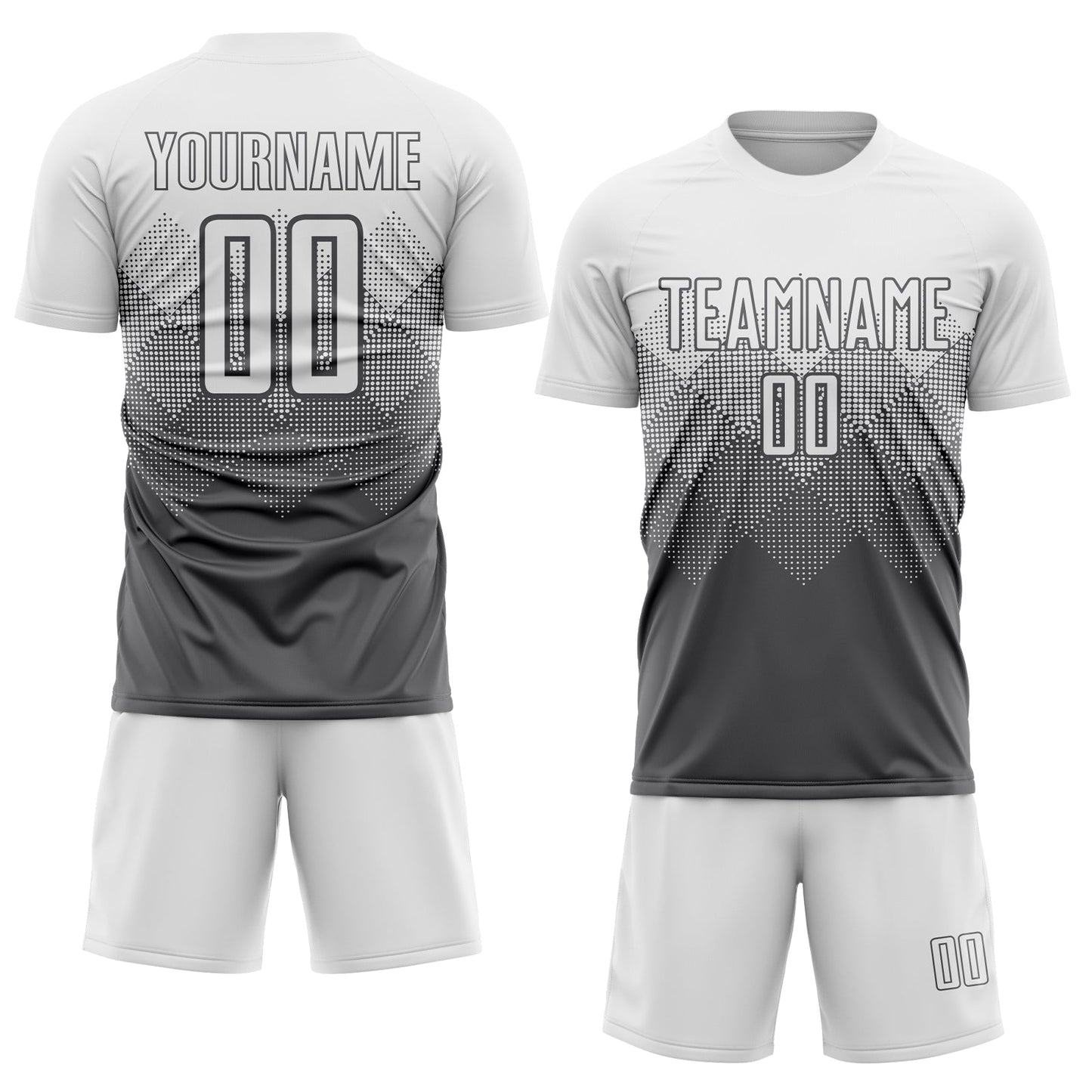 Custom Steel Gray White Sublimation Soccer Uniform Jersey view 2