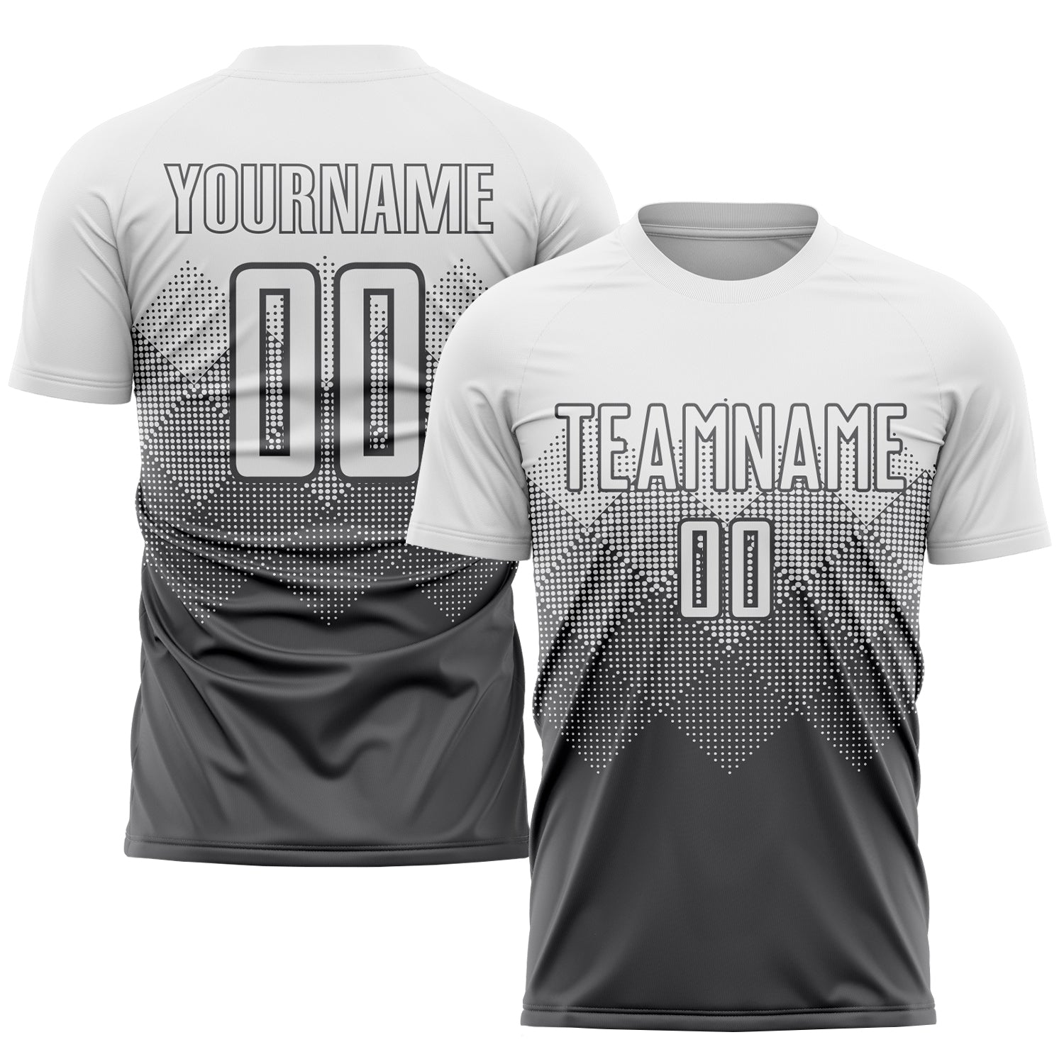 Custom Steel Gray White Sublimation Soccer Uniform Jersey - Main View