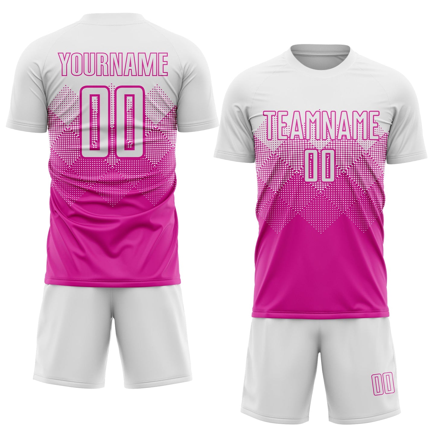 Custom Deep Pink White Sublimation Soccer Uniform Jersey view 2