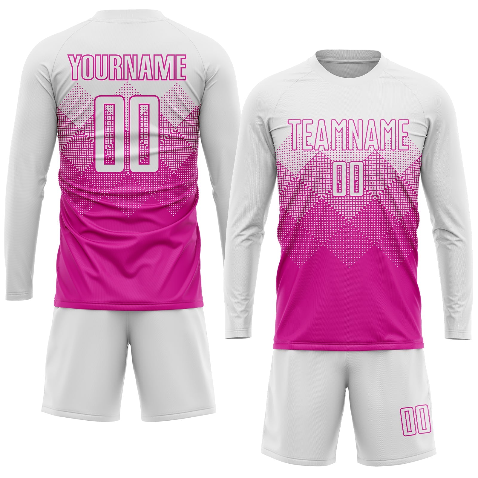 Custom Deep Pink White Sublimation Soccer Uniform Jersey view 4