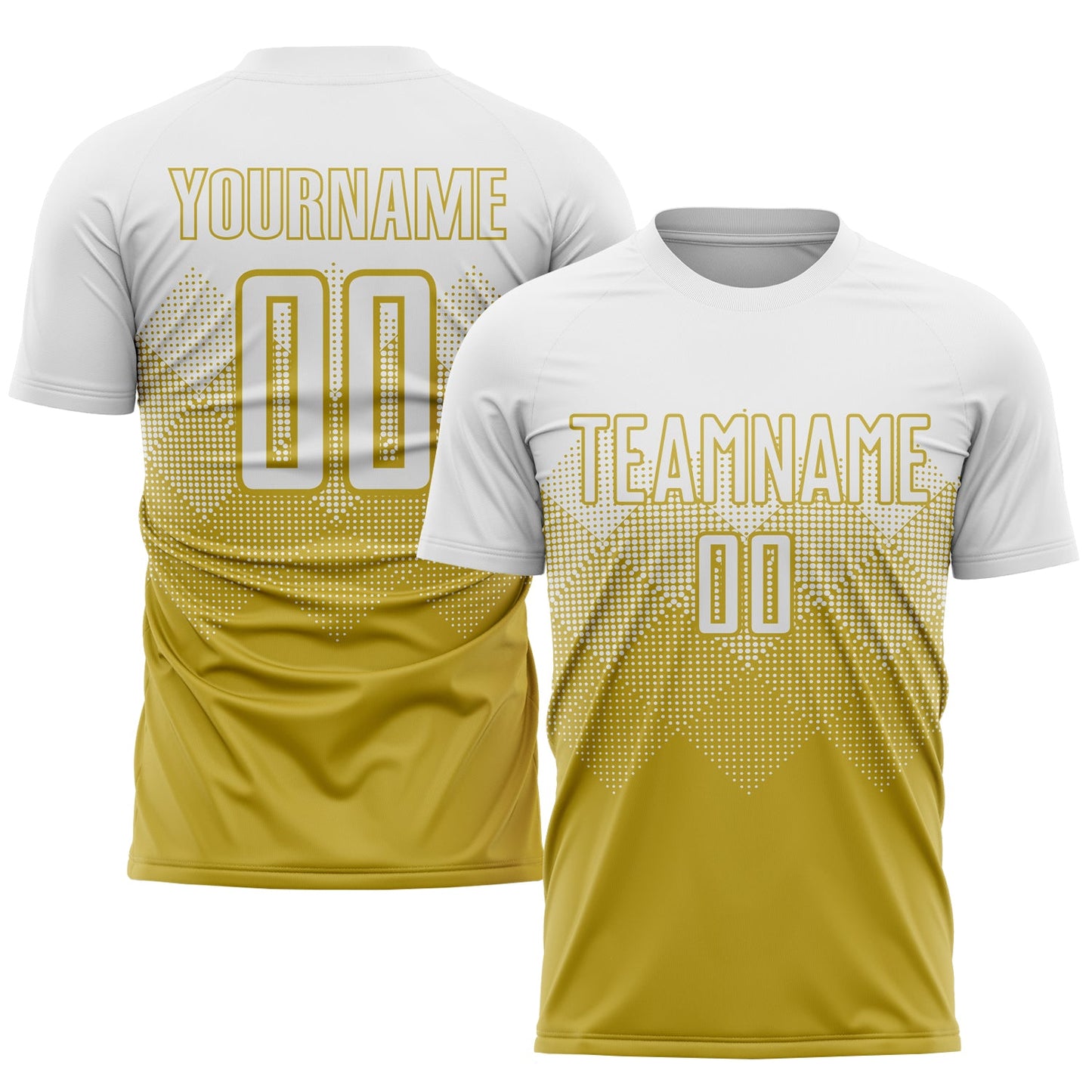 Custom Old Gold White Sublimation Soccer Uniform Jersey - Main View