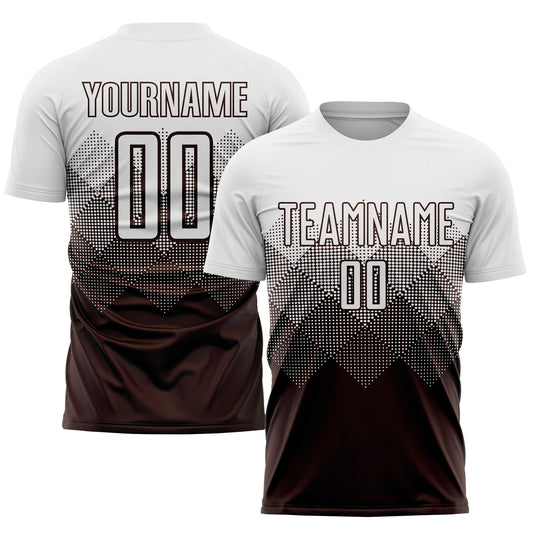 Custom Brown White Sublimation Soccer Uniform Jersey - Main View