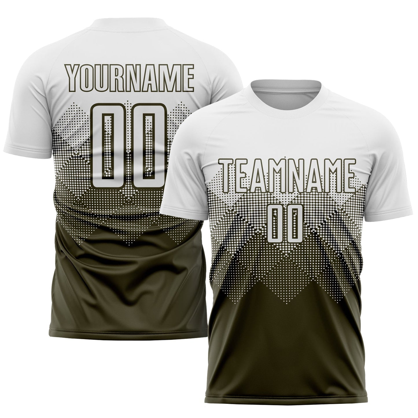 Custom Olive White Sublimation Salute To Service Soccer Uniform Jersey - Main View