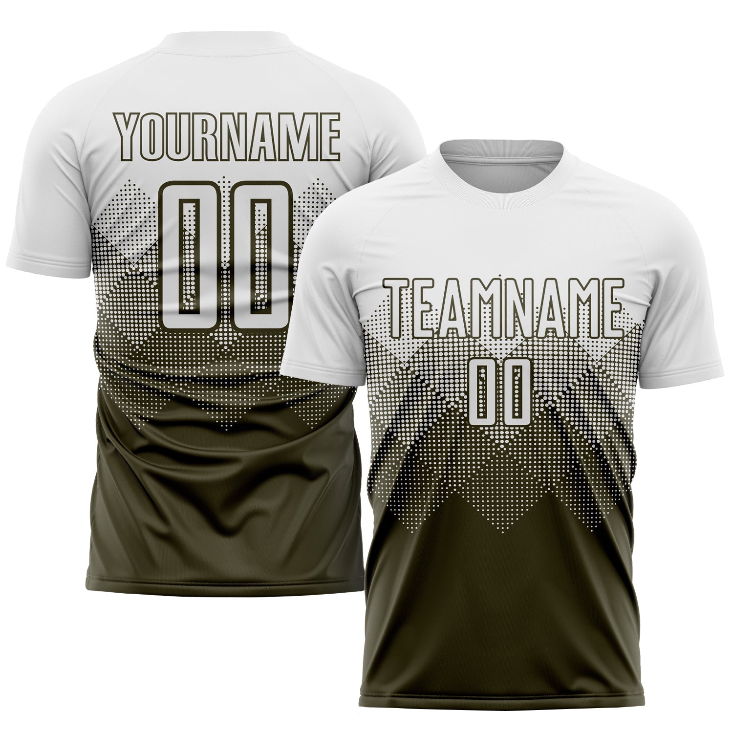 Custom Olive White Sublimation Salute To Service Soccer Uniform Jersey - Main View