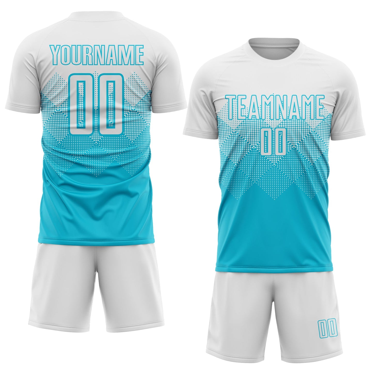 Custom Lakes Blue White Sublimation Soccer Uniform Jersey view 2