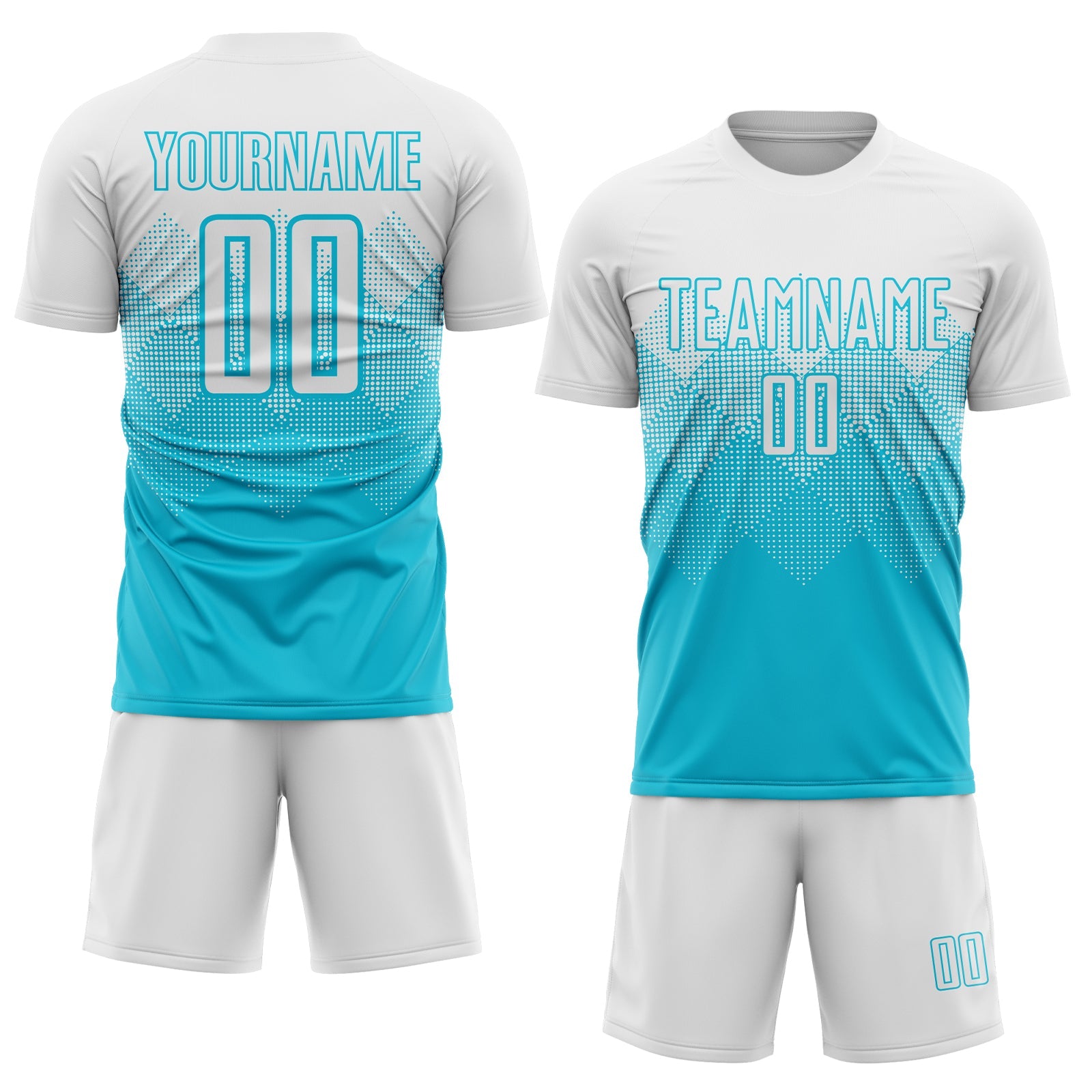 Custom Lakes Blue White Sublimation Soccer Uniform Jersey view 2