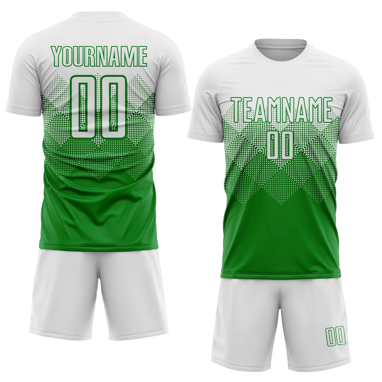 Custom Grass Green White Sublimation Soccer Uniform Jersey view 2
