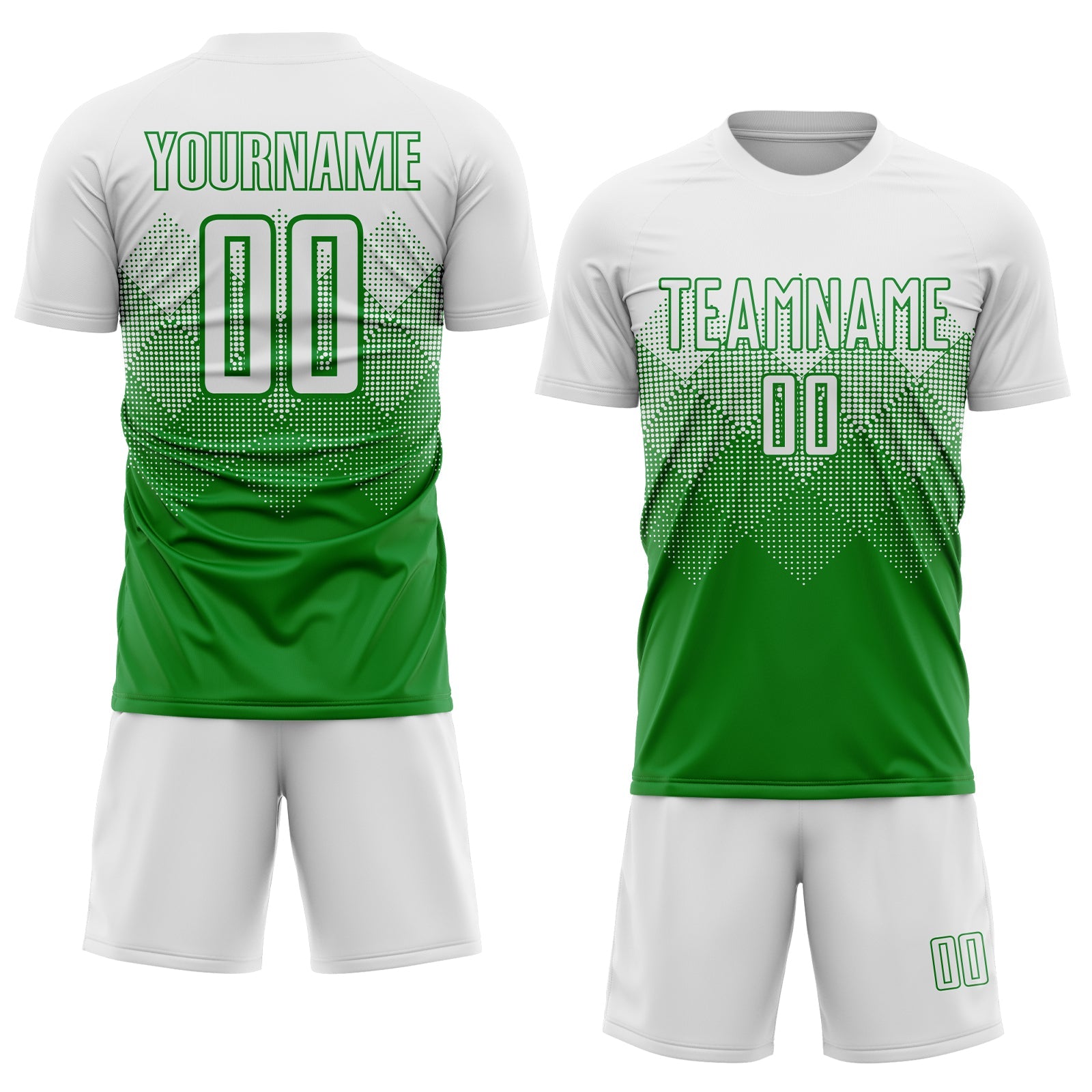 Custom Grass Green White Sublimation Soccer Uniform Jersey view 2