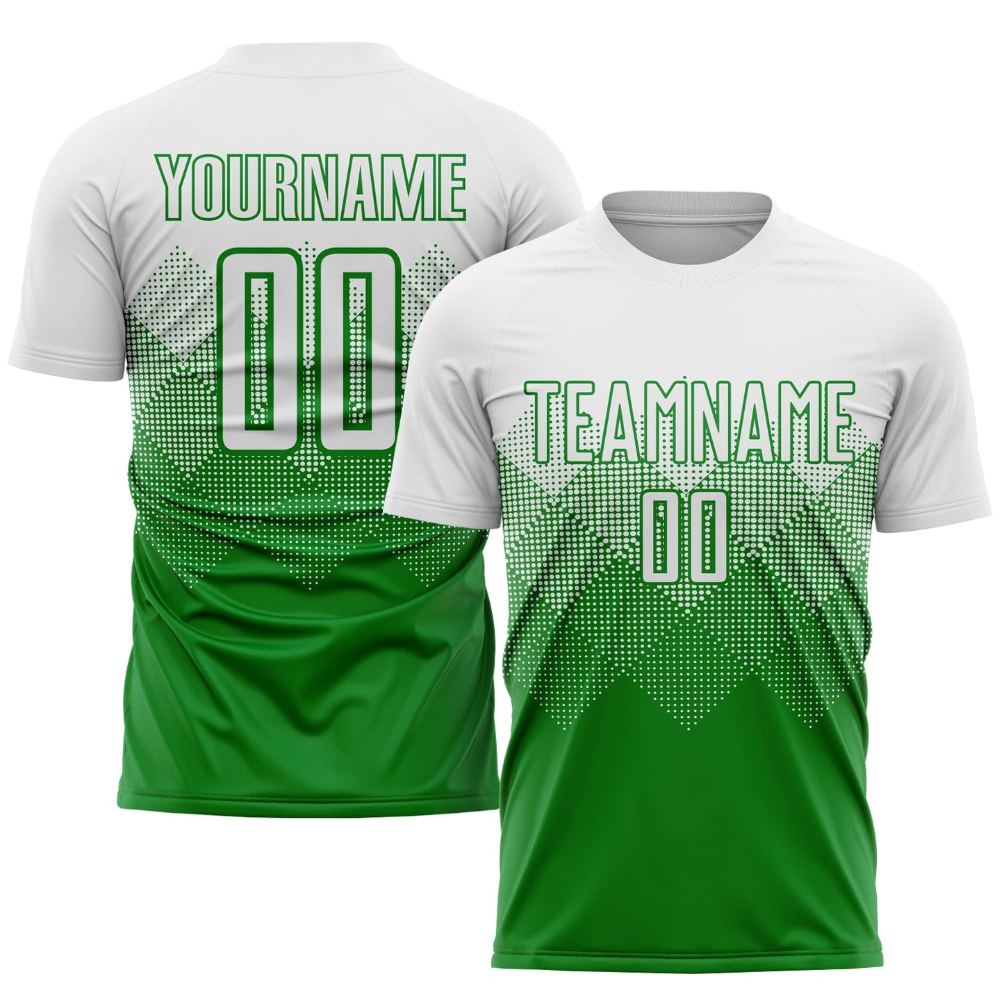 Custom Grass Green White Sublimation Soccer Uniform Jersey - Main View