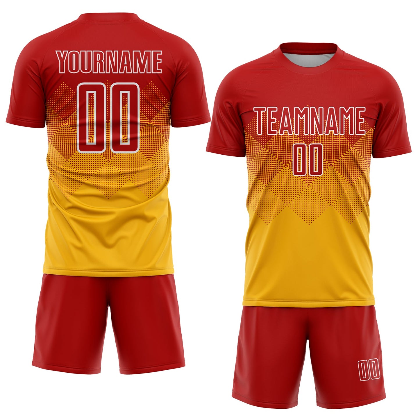 Custom Gold Red-White Sublimation Soccer Uniform Jersey view 2