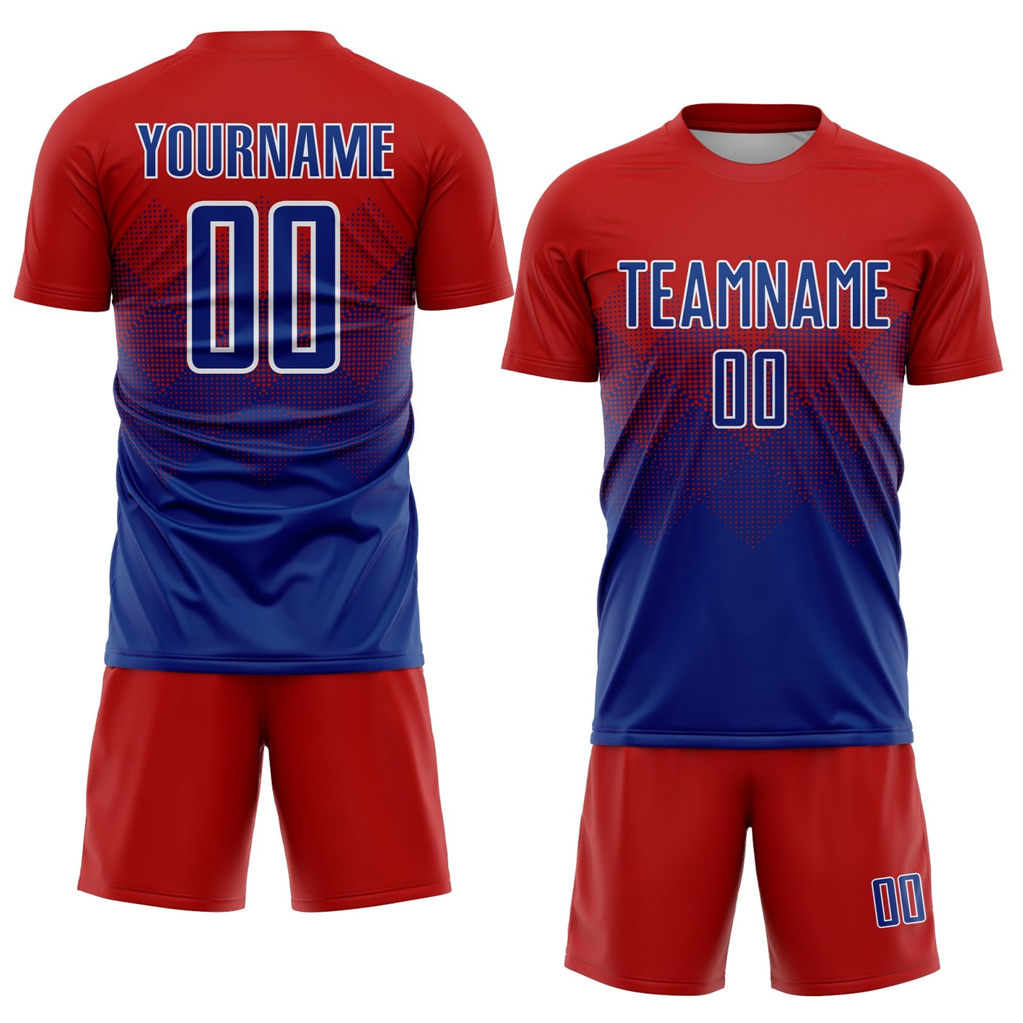 Custom Red Royal-White Sublimation Soccer Uniform Jersey view 2