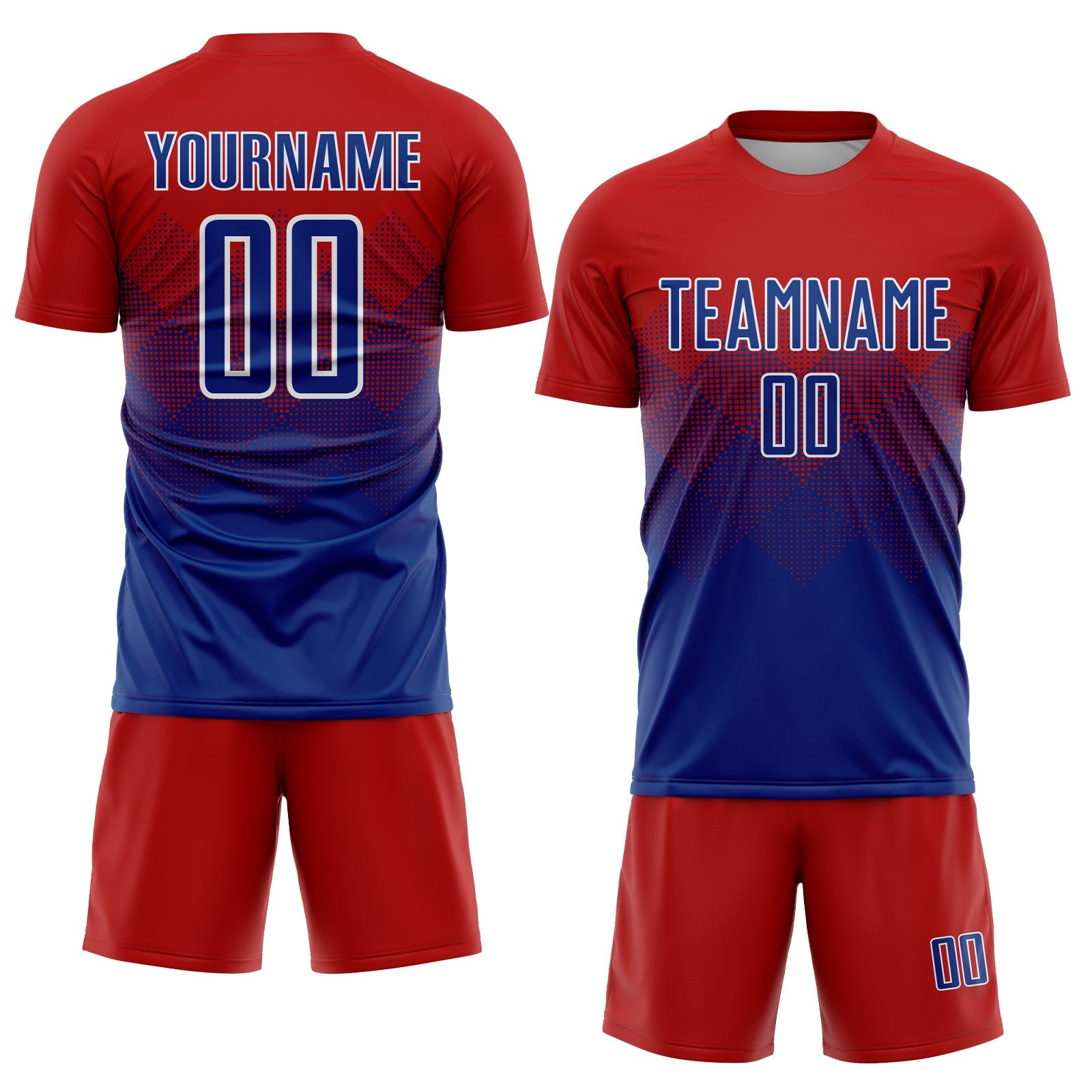 Custom Red Royal-White Sublimation Soccer Uniform Jersey view 2